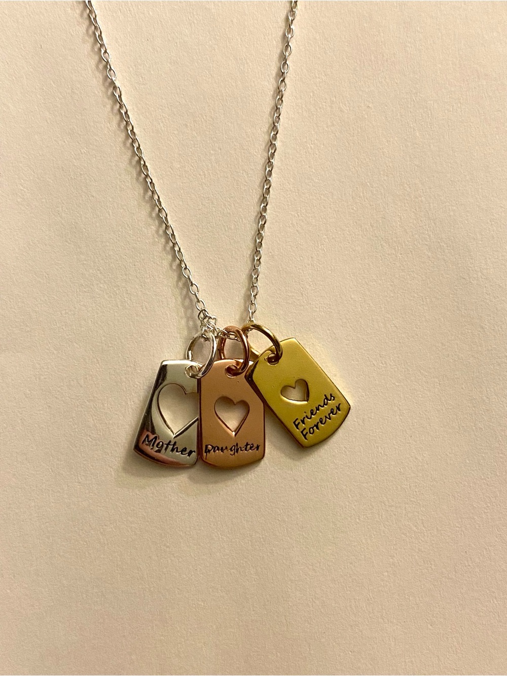 Sterling silver mother daughter necklace